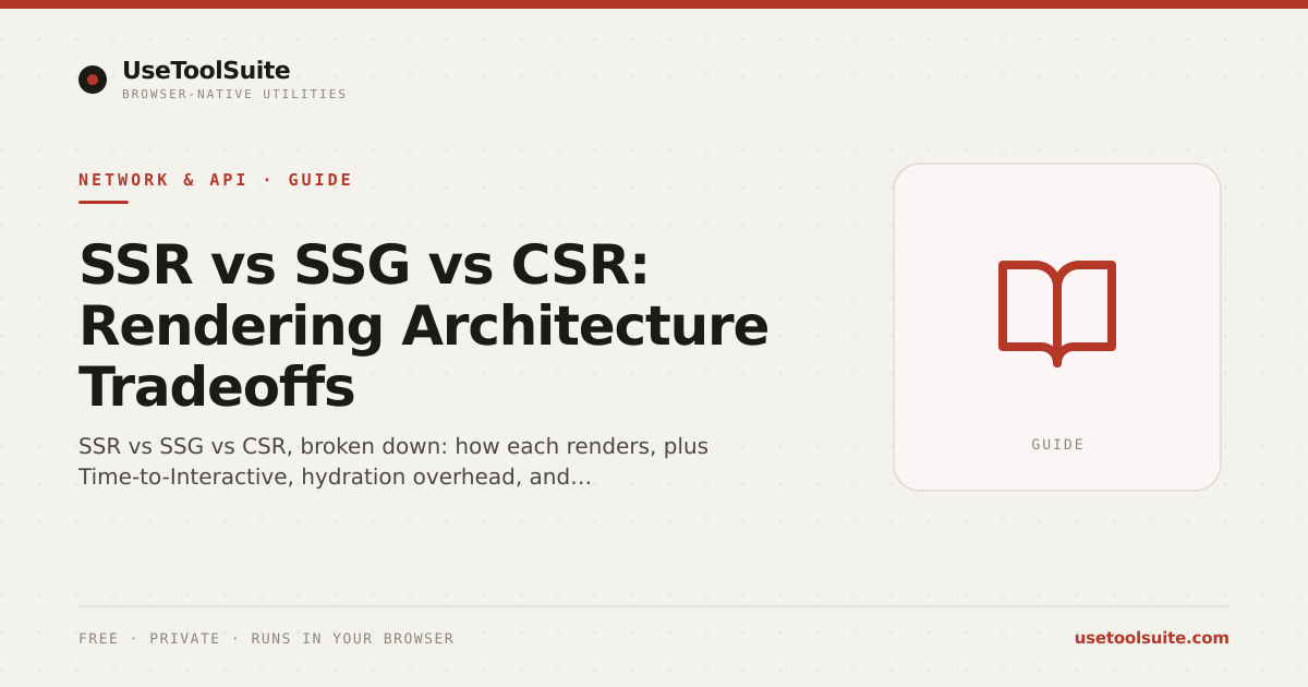 SSR vs SSG vs CSR: Rendering Architecture Tradeoffs | UseToolSuite