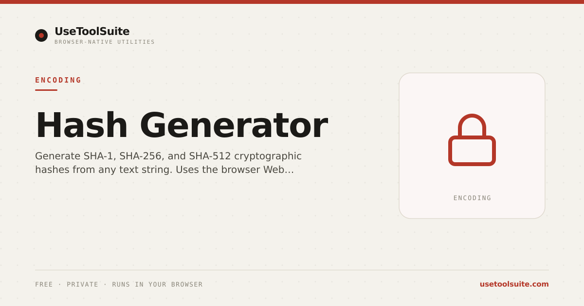 Hash Generator — Free Online Tool | UseToolSuite