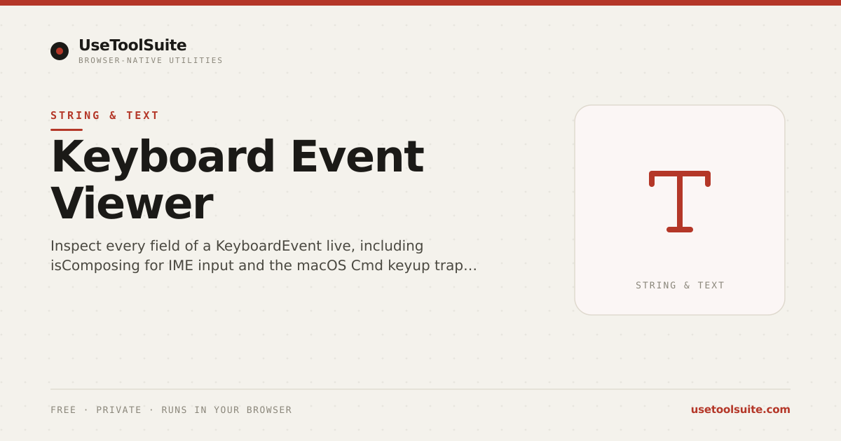 Keyboard Event Viewer — Free Online Tool | UseToolSuite