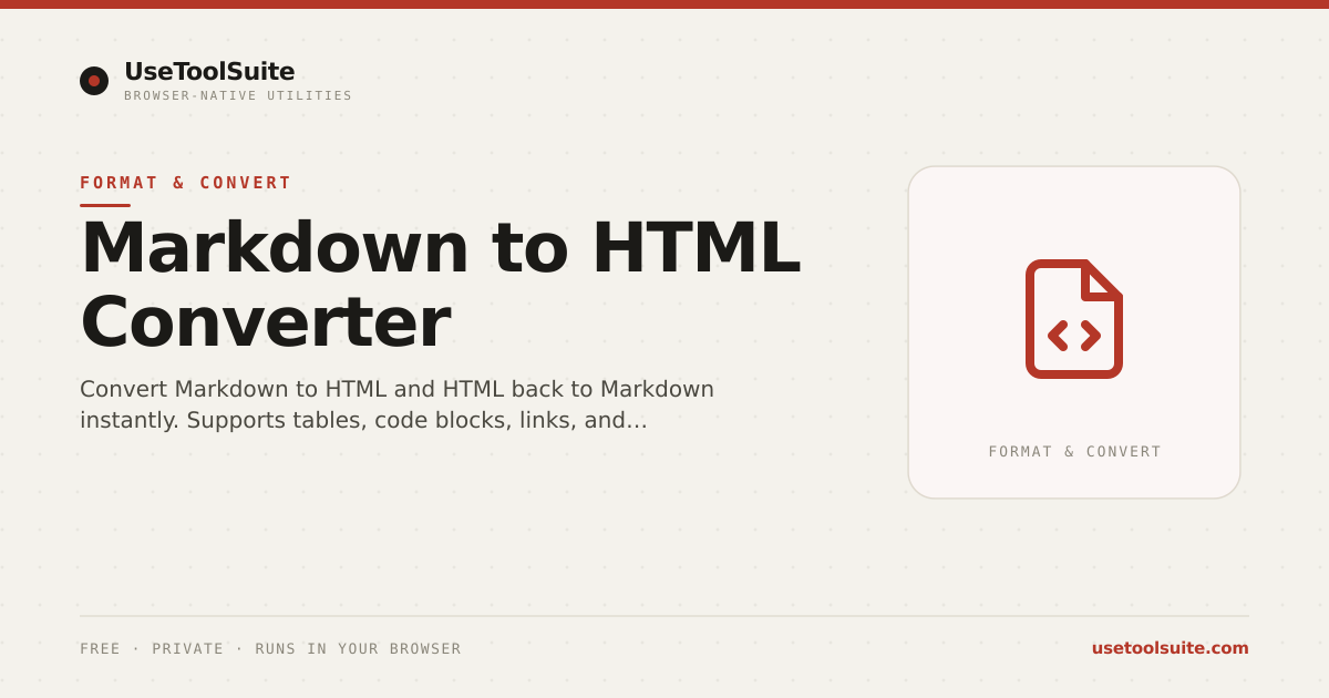 Markdown to HTML Converter — Free Online Tool | UseToolSuite