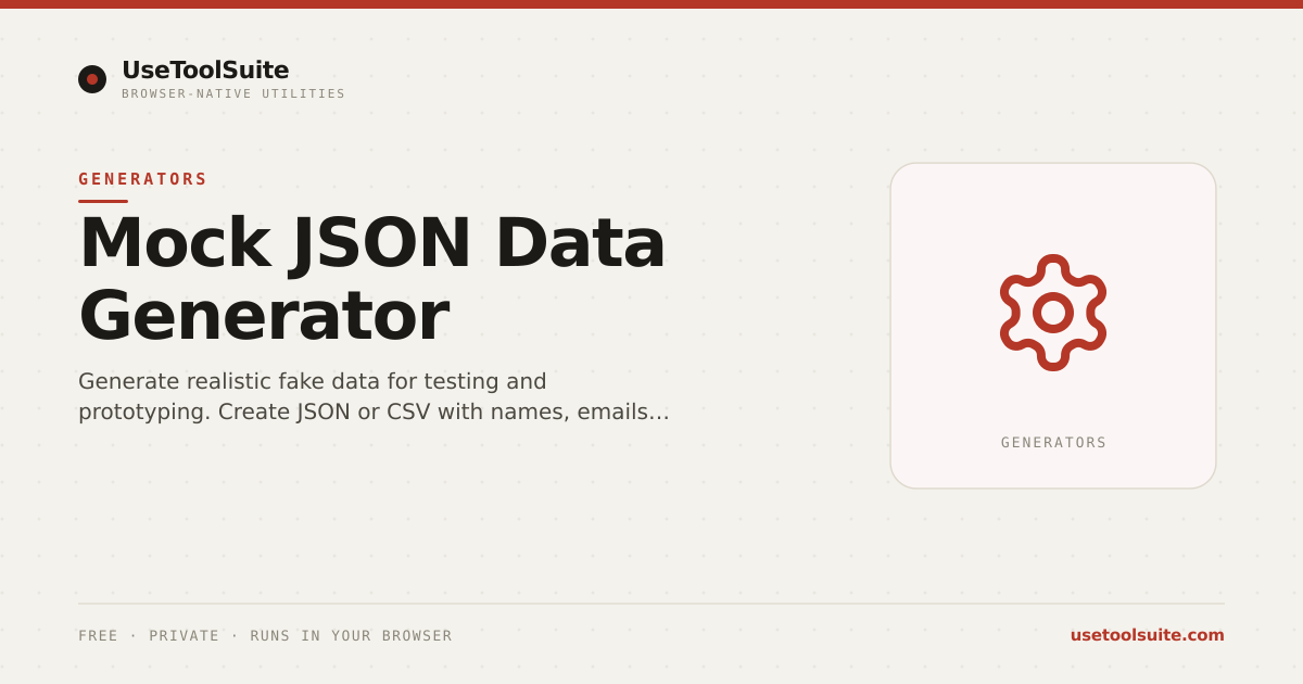 Json Template Generator Mock JSON Data Generator — Free Online Tool | UseToolSuite