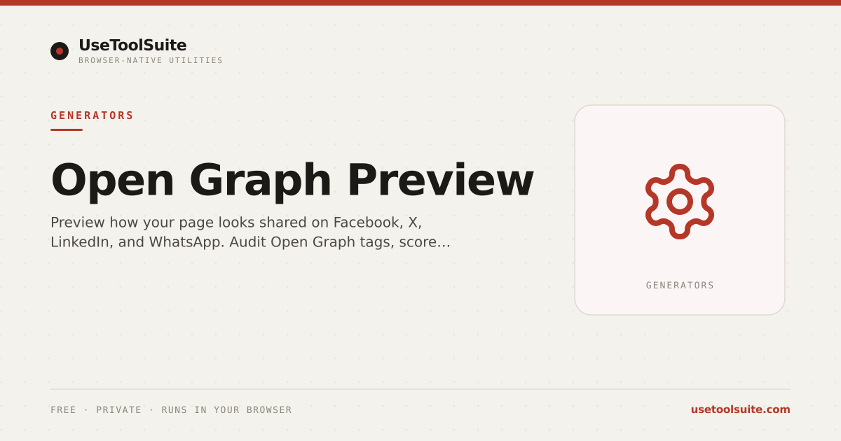 Open Graph Preview — Free Online Tool | UseToolSuite